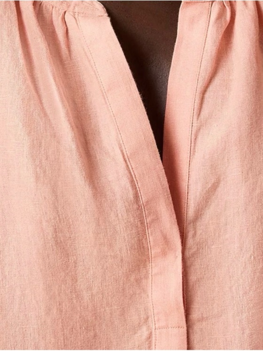 J. Crew Light Peach cabana linen popover top blouse small - Picture 4 of 8